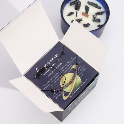 Zodiac Crystal Candle with Gemstone Bracelet - Capricorn AWGifts Dropship