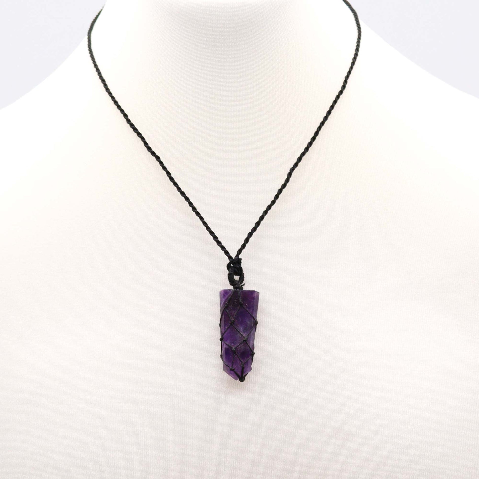 Laced Gemstone Flat Point Pendant - Amethyst AWGifts Dropship