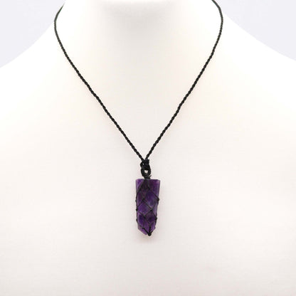 Laced Gemstone Flat Point Pendant - Amethyst AWGifts Dropship