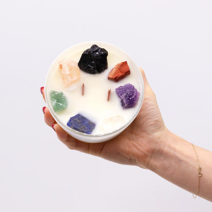 Large Chakra Crystal Candles - Seven Charkra AW Dropship UK