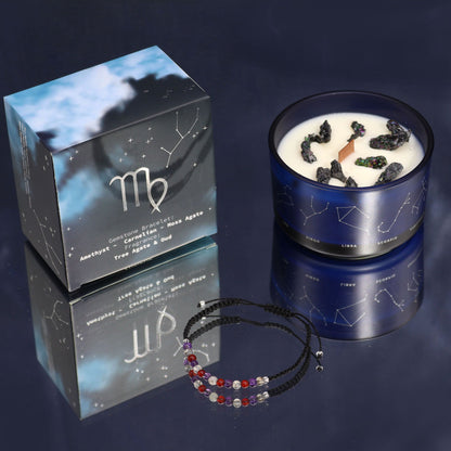 Zodiac Crystal Candle with Gemstone Bracelet - Virgo AWGifts Dropship