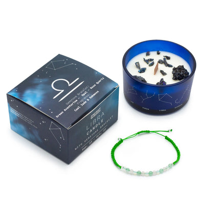 Zodiac Crystal Candle with Gemstone Bracelet - Libra AWGifts Dropship