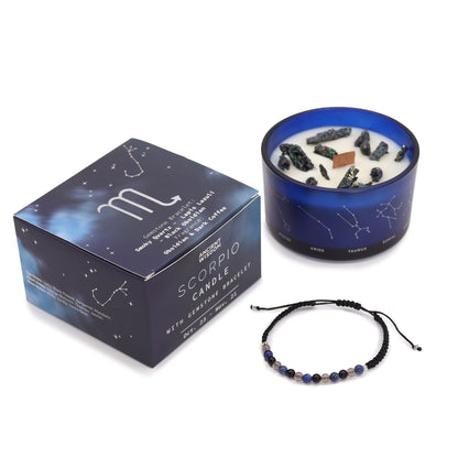 Zodiac Crystal Candle with Gemstone Bracelet - Scorpio AWGifts Dropship