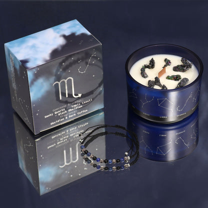 Zodiac Crystal Candle with Gemstone Bracelet - Scorpio AWGifts Dropship