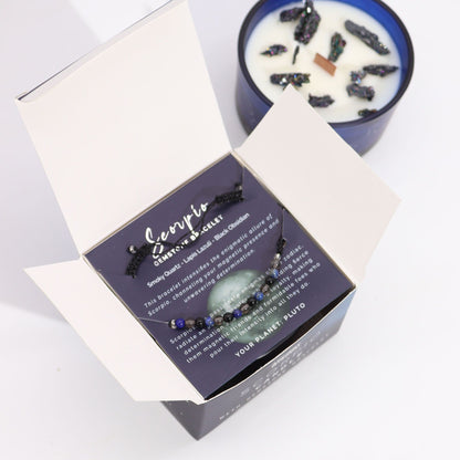 Zodiac Crystal Candle with Gemstone Bracelet - Scorpio AWGifts Dropship