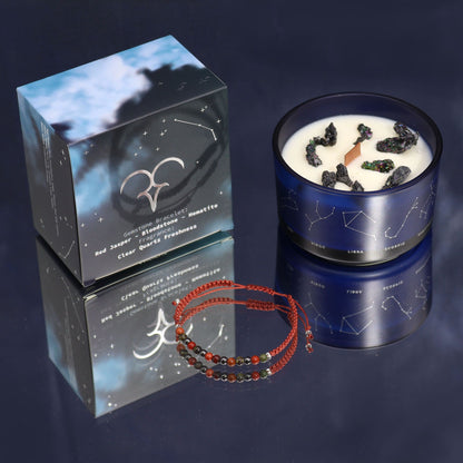 Zodiac Crystal Candle with Gemstone Bracelet - Aries AWGifts Dropship