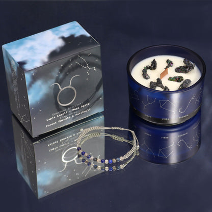 Zodiac Crystal Candle with Gemstone Bracelet - Taurus AWGifts Dropship