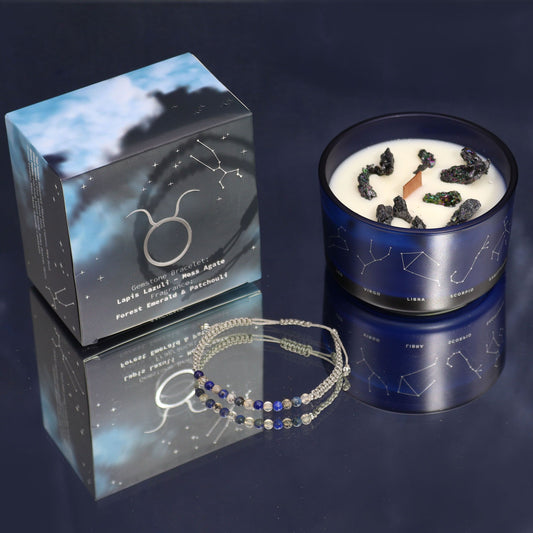 Zodiac Crystal Candle with Gemstone Bracelet - Taurus AWGifts Dropship