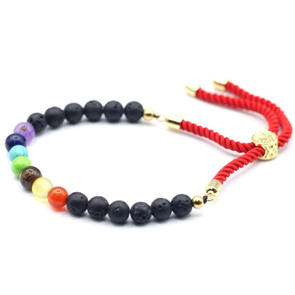 18K Gold Plated Gemstone Royal String Bracelet - Lava Stone Chakra AWGifts Dropship