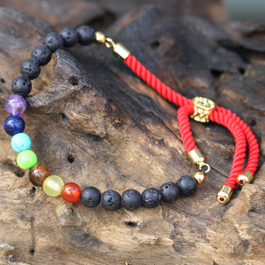 18K Gold Plated Gemstone Royal String Bracelet - Lava Stone Chakra AWGifts Dropship
