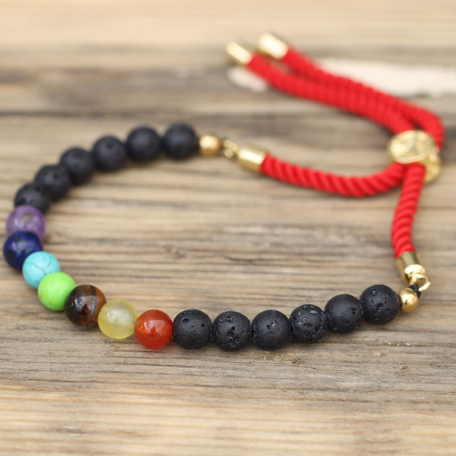 18K Gold Plated Gemstone Royal String Bracelet - Lava Stone Chakra AWGifts Dropship