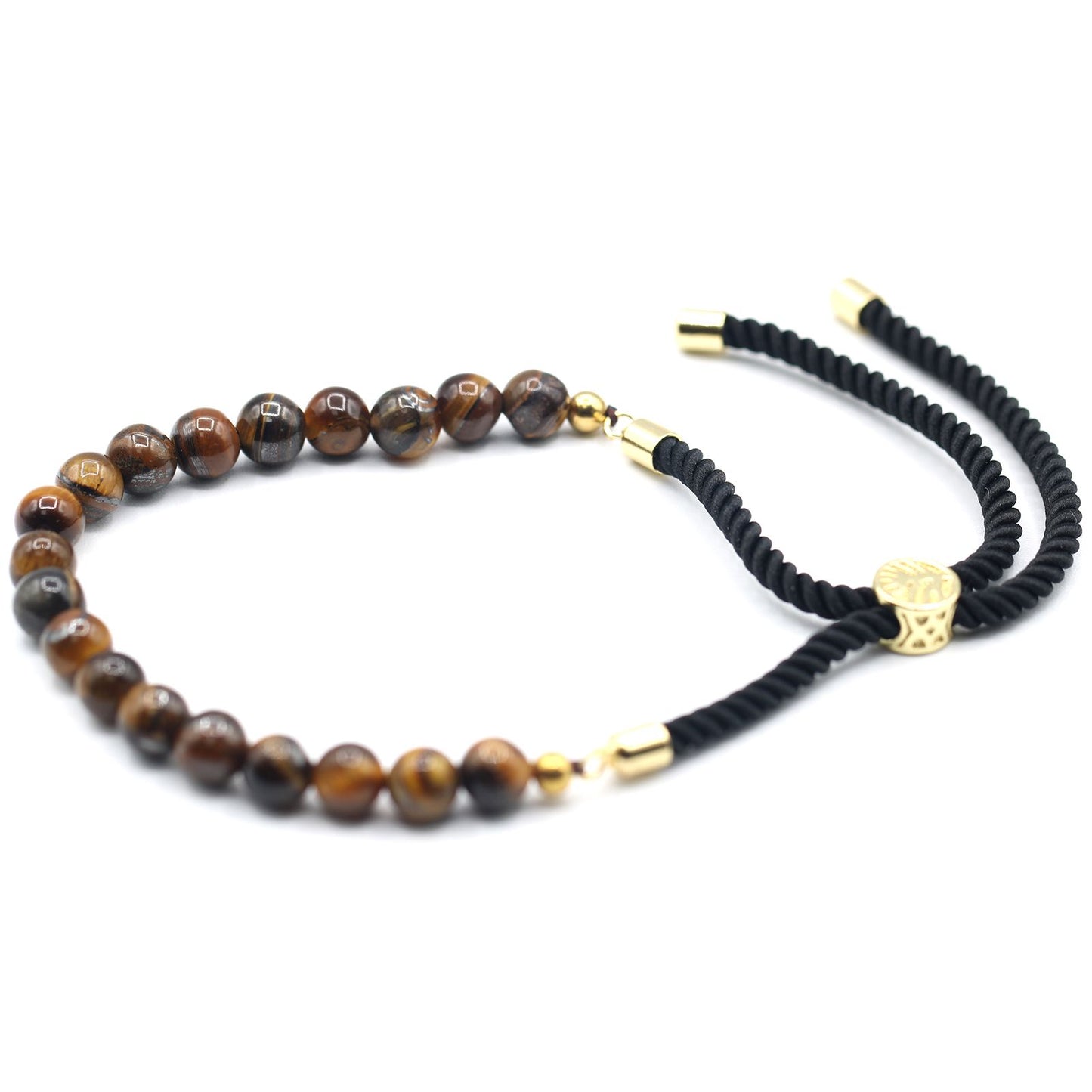 18K Gold Plated Gemstone Black String Bracelet - Tiger Eye AWGifts Dropship