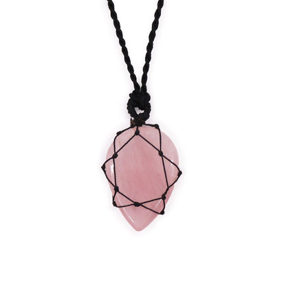 Laced Gemstone Teardrop Pendant - Rose Quartz AWGifts Dropship