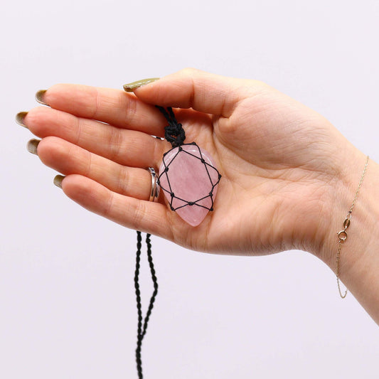 Laced Gemstone Teardrop Pendant - Rose Quartz AWGifts Dropship