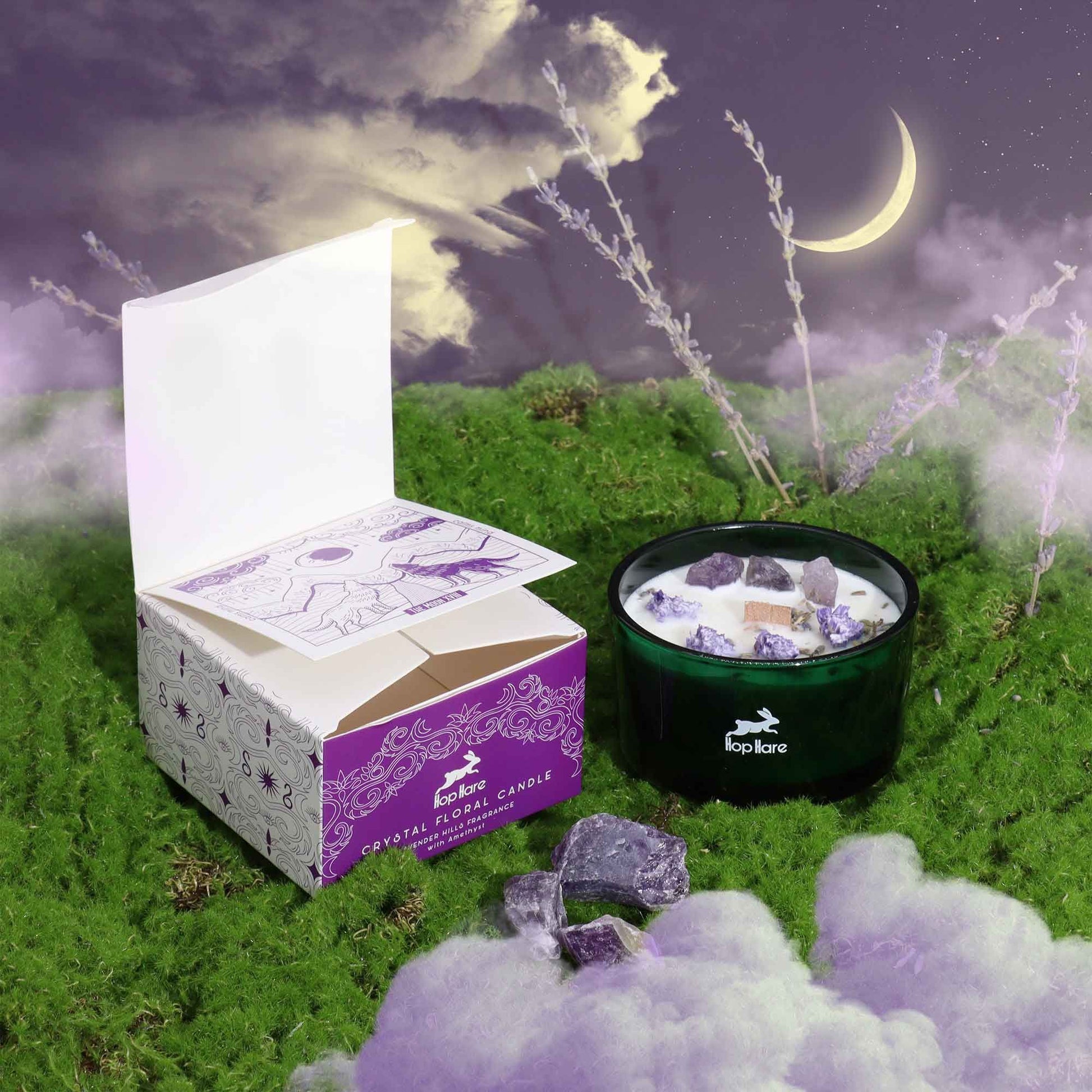 Hop Hare Crystal Magic Flower Candle - The Moon AWGifts Dropship