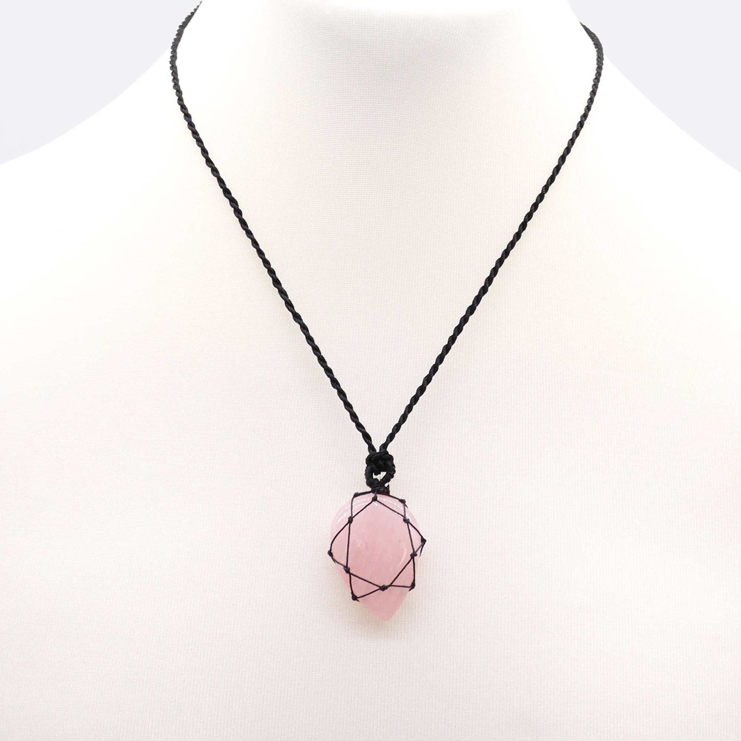 Laced Gemstone Teardrop Pendant - Rose Quartz AWGifts Dropship