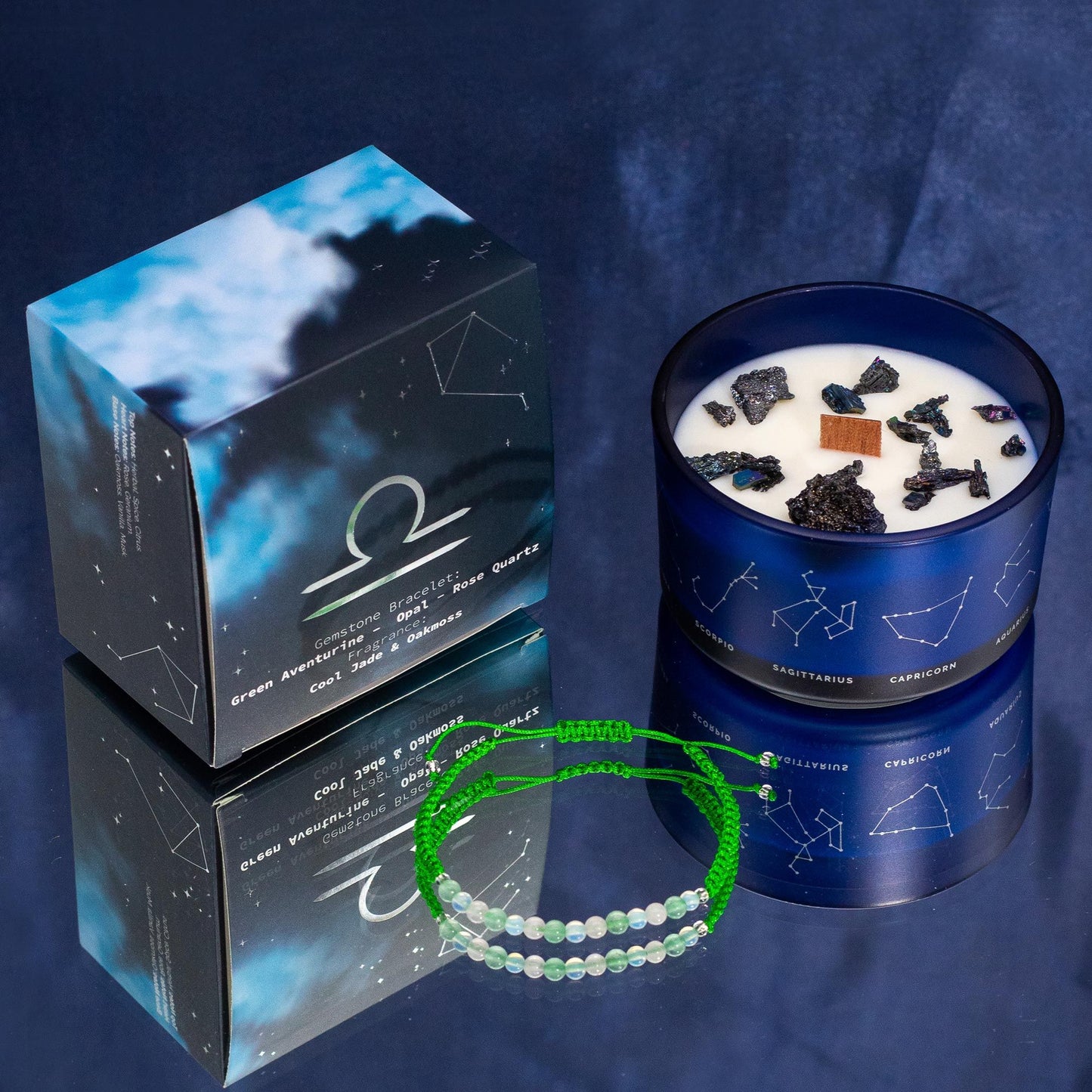 Zodiac Crystal Candle with Gemstone Bracelet - Libra AWGifts Dropship