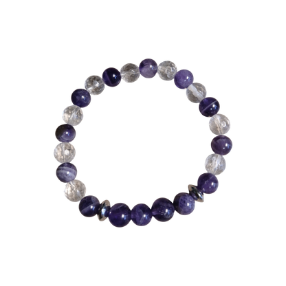 Bracelet en Améthyste chevron & Crystal de roche "Clarté Céleste" Ozora Création