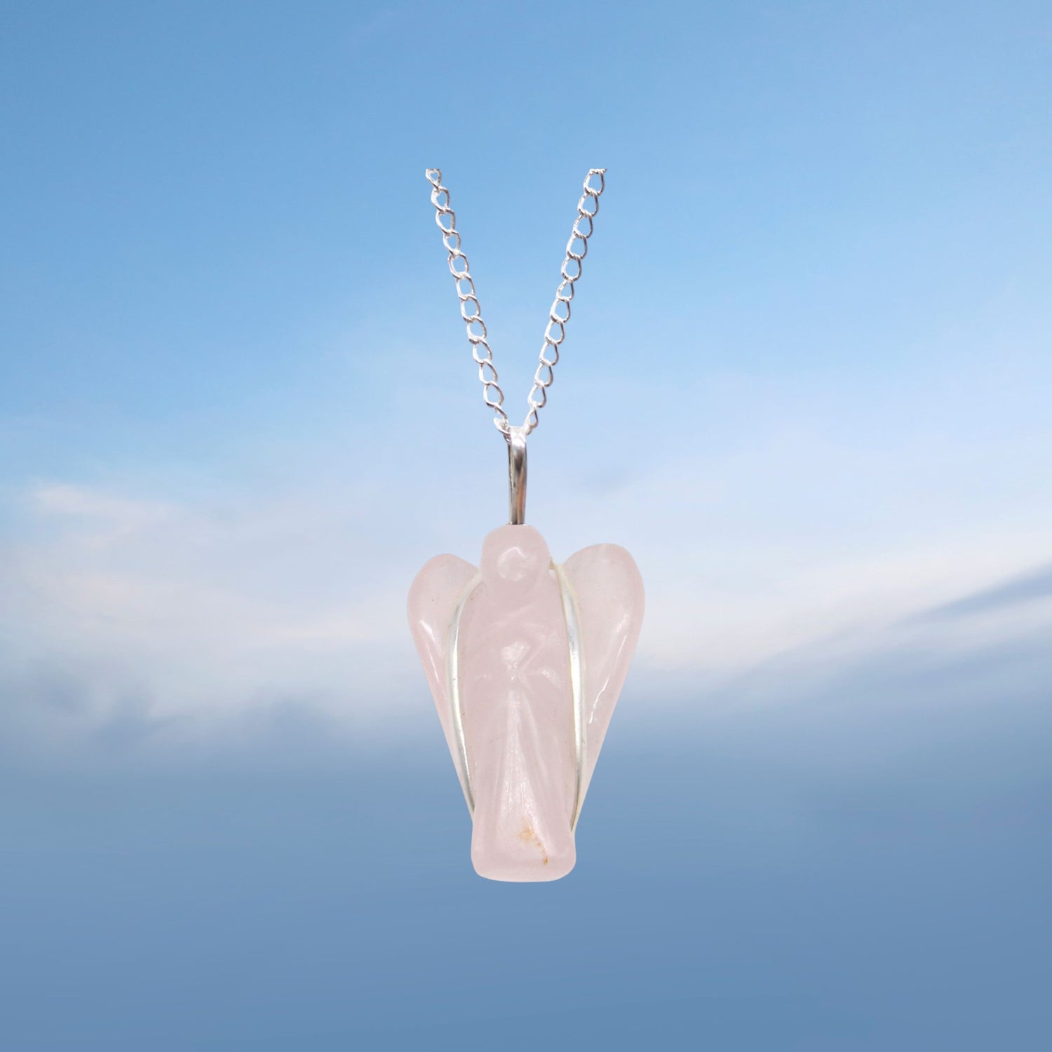 Collier Ange Gardien en Quartz Rose – Amour & Douceur Ozora Création