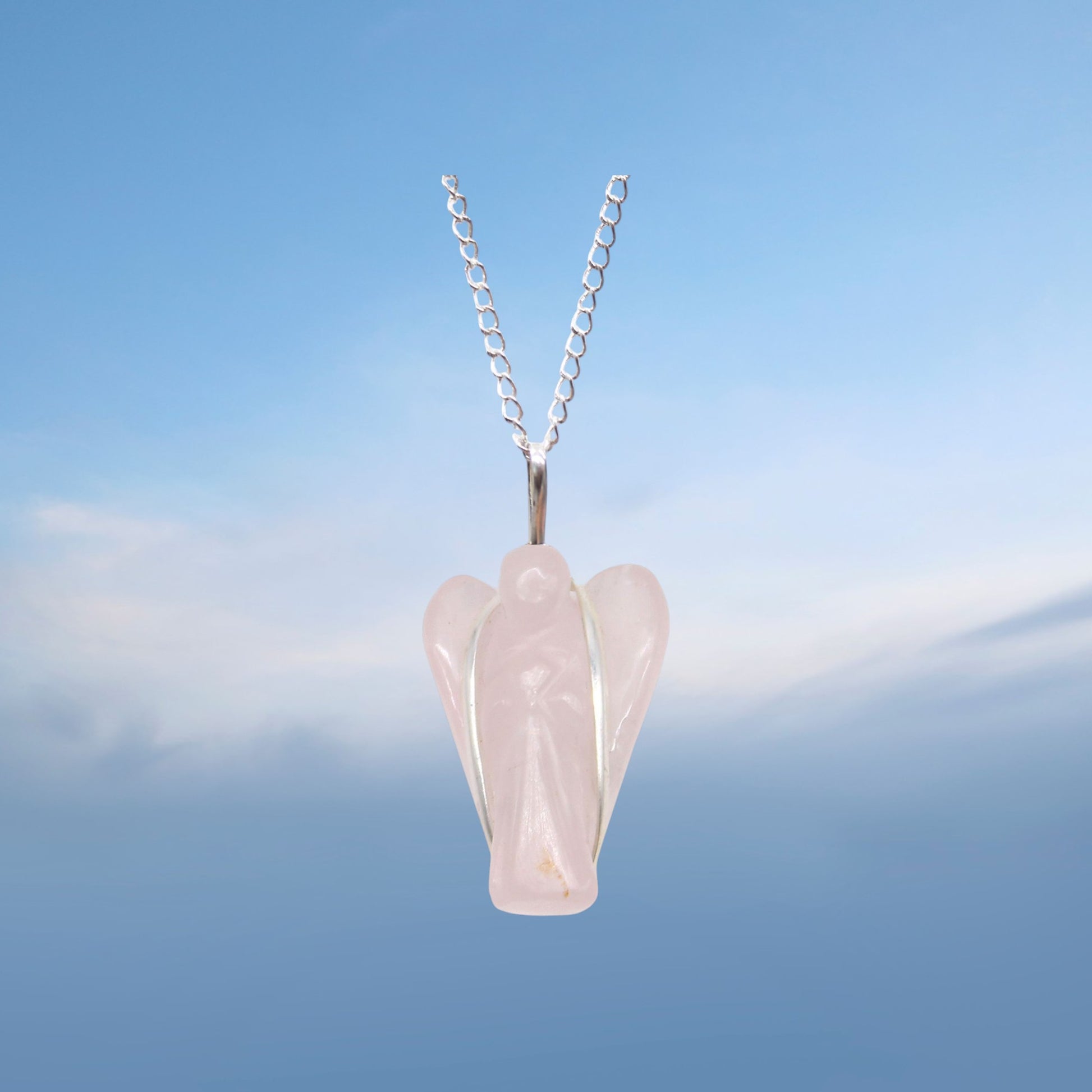 Collier Ange Gardien en Quartz Rose – Amour & Douceur Ozora Création
