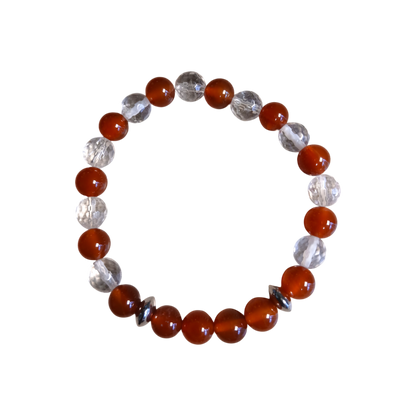 Bracelet Cornaline & Cristal de roche "Flamme originelle" Ozora Création
