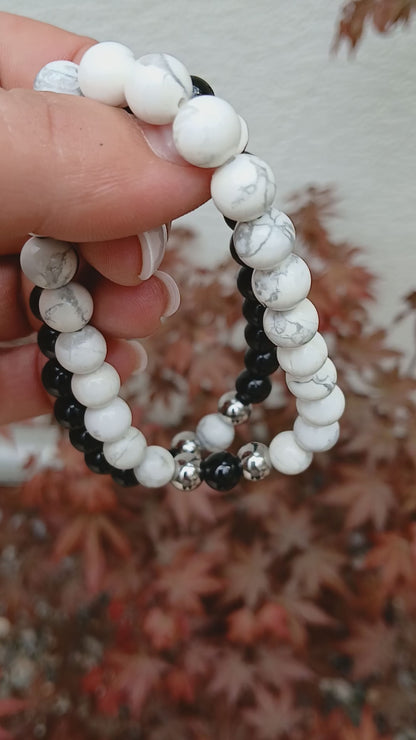 Bracelets Howlite & Tourmaline noire "Harmonie Protectrice"