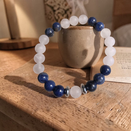 Bracelet en  Quartz rose mat & Sodalite "Harmonie de l'âme" Ozora Création